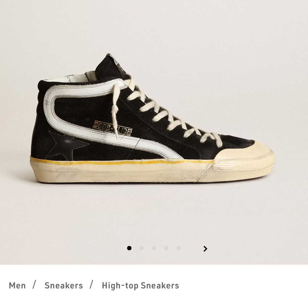 Golden Goose Men's Slide Penstar Black Suede Black Star & White Flash. Size 42.